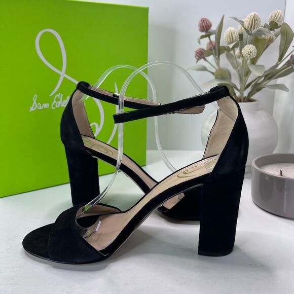 Sam Edelman Robyn Leather Ankle Strap Heel Black I3433L3002 Women 10M Tried On - Picture 6 of 11